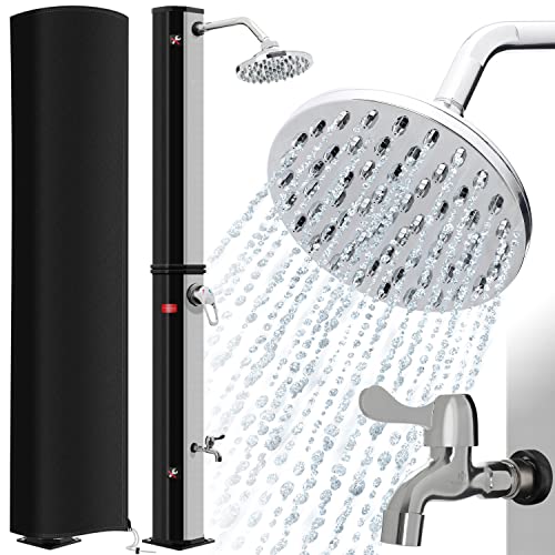 KESSER® Doccia Solare da 35 Litri Doccia Solare da Giardino | Acqua Calda | 60°C Max | Senza Collegamento Elettrico | Doccia per Piscina e Campeggio | Soffione Doccia Effetto Pioggia e Rubinetto