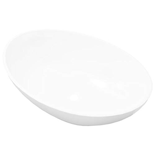 vidaXL Lavello Bianco in Ceramica Lusso Ovale Sanitari Bagno Lavandino Lavabo