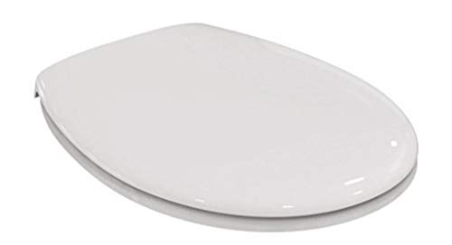 Ideal Standard - Eurovit, Copriwater universale originale con chiusura normale, Sedile WC ovale sottile a sandwich, Tavoletta wc con fissaggio inferiore regolabile, Duroplast, E131601, Bianco