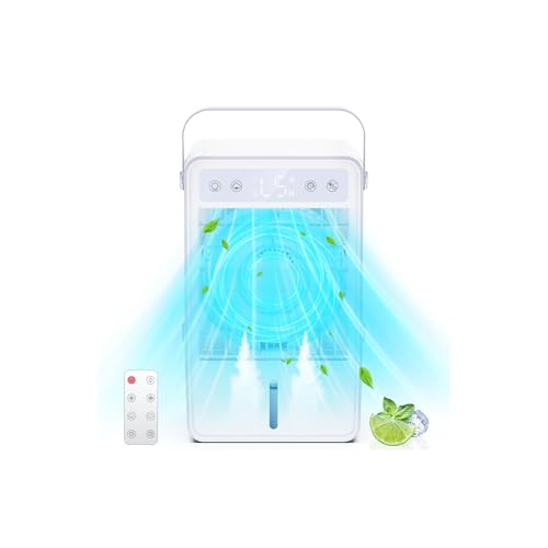 Condizionatore Portatile Silenzioso, Raffreddatore D'aria, 5 Velocità, 2 Modalità, Spegnimento Automatico, Timer Da 10 Ore Con Telecomando, Climatizzatore Portatile Di Grande Capacità (1500 ML)