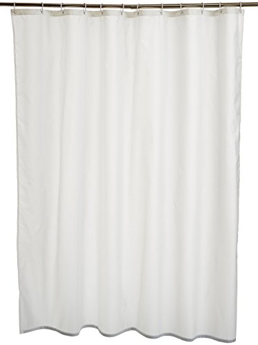 Amazon Basics, Tenda da Doccia in Tessuto Resistente all'Acqua e alla Muffa, con Occhielli e Ganci, Lavabile in Lavatrice, 183 x 183 cm, Bianco