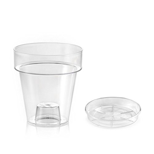 VASO TRASPARENTE "PORTO" CON SUPPORTO PER ORCHIDEE DIAMETRO CM 16 COMPLETO DI SOTTOVASO (1)