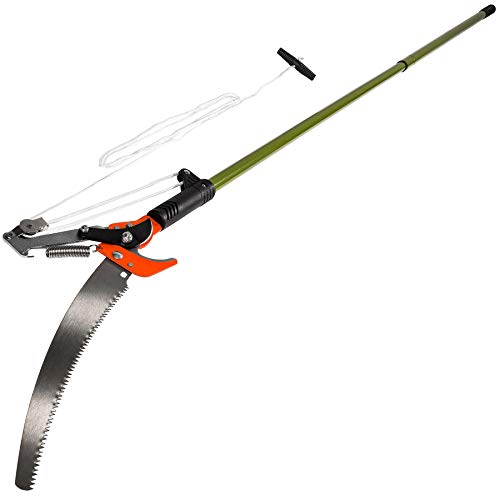 tectake® Svettatoio Telescopico, Cesoia Giardinaggio con Sega Tagliarami, Asta Estendibile in Acciaio, Corda Nylon Antistrappo, Impugnatura a T, Sega Removibile
