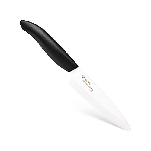 Kyocera FK110WH Coltello Frutta e Verdura, Lama Ceramica Bianca, 110 mm, Manico ABS Nero