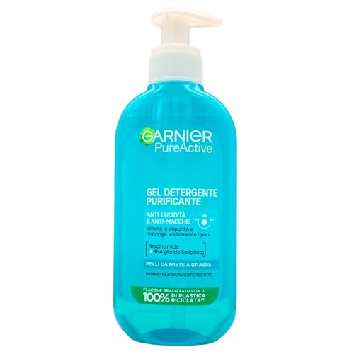 Garnier Pure Active Gel Detergente Purificante per Pelli Grasse o con Imperfezioni, 200 ml