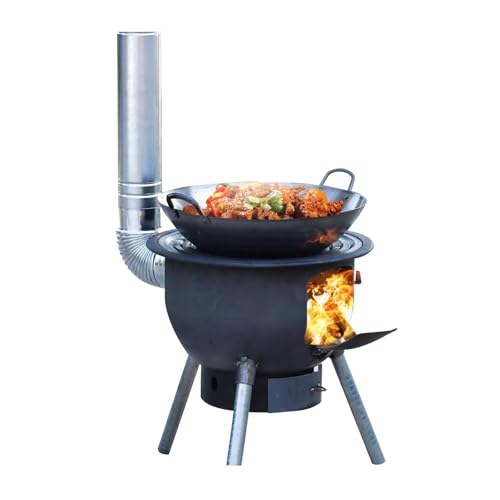 Stufa a Legna da Interno in Ghisa, Piccola per Riscaldamento Familiare, Multifunzionale per Campeggio, Tendas, Calore e Cottura (43 * 55cm)