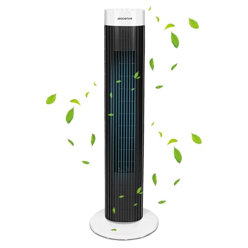 Aigostar Ben 33JTS Ventilatore a torre digitale con timer. 3 modalità di velocità e motore da 45W. Oscillazione a 85°. Altezza di 76cm e cavo da 1,8M