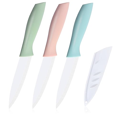 shoplease Coltelli Chef Set, coltelli ceramici da 3 pezzi, coltello da frutta da 4 pollici è adatto per la maggior parte delle verdure, frutta e carne