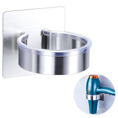 GGQ Acciaio Inox SUS304 Supporto per Asciugacapelli, Scatola Porta-Asciugacapelli, Autoadesivo Porta Phon, Adatto per Il Bagno del Barbiere Dell'Hotel, Argento