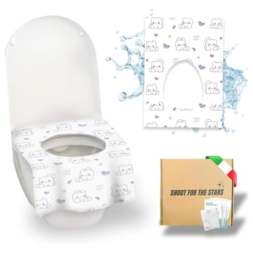 Shootforthestars 30 pz Copriwater USA e Getta Universale in Plastica Impermeabile - Copri WC Monouso da Viaggio Senza Uso di Carta Igienica