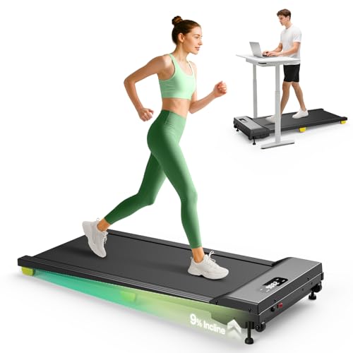UREVO Tapis Roulant Elettrico con Inclinazione 9% & Smorzamento a 6 punti，Tapirulan Salvaspazio Con LED Dispaly & Telecommando, Walking Pad Pieghevole per Camminare e correre Con Ufficio & Casa