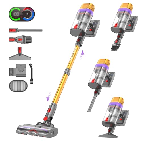 Vistefly V15 Ultra Aspirapolvere senza Fili, 58KPa 600W 70 Minuti Scopa Elettrica senza Filo Potente, Doppio Contenitore Anti-Groviglio Modalità Automatica per Pavimenti Tappeti Peli Animalili