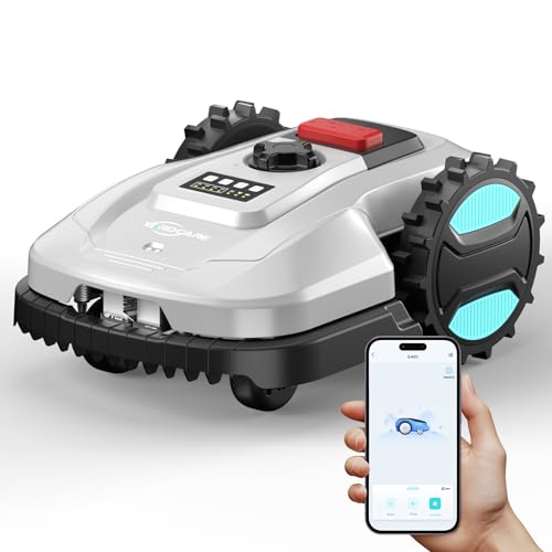 YARDCARE E400 Robot Tagliaerba con Controllo Tramite App,Fino a 400 m²,Robot Rasaerba con Sensore Pioggia, Sistema IPX5, Funzione Di Ricarica Automatica, Larghezza Di Taglio 18 cm