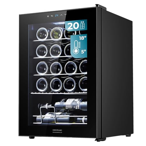 Cecotec Cantinetta Vino Bolero GrandSommelier 2050 Black Compressor. 20 Bottiglie, Compressore, 5-18ºC, Controllo Touch, ideale per mantenere i tuoi vini alla temperatura perfetta.