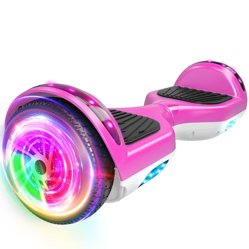 SISIGAD Hoverboard, Gyropode 6.5 Pouces, Hoverboard avec Bluetooth, lumières LED,haut rose et bas blance