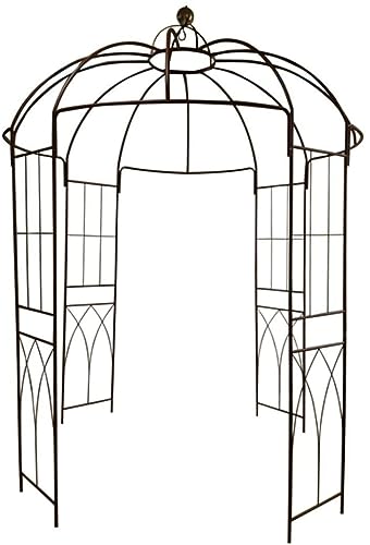 OUTOUR® Gazebo in metallo a forma di gabbia per uccelli, 4 lati, stile francese, pergolato, pergolato, pergolato, piante, supporto per esterni, giardino, cortile, patio, rampicanti, rose, fiori,
