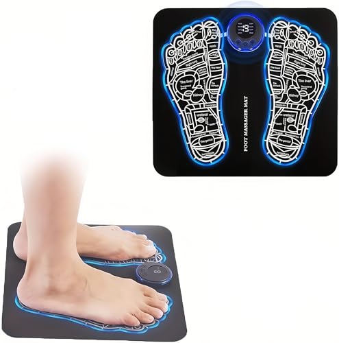 EMS Massaggiatore per piedi,Con telecomando,Pieghevole e Portatile Massaggiatore Piedi Elettrico 8 Modalità e 19 Intensità,Per la Circolazione Sanguigna e il Sollievo dal Dolore Muscolare