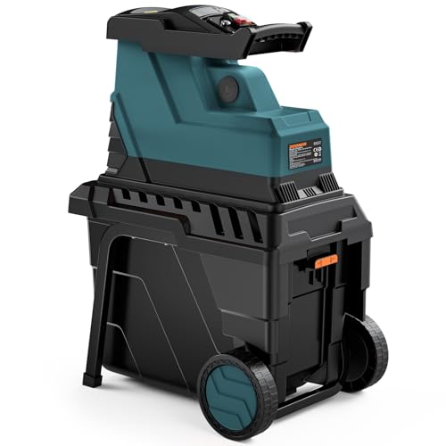 DOVAMAN GT10 Biotrituratore Elettrico, Motore Brushless 2800W, Silenzioso, Rullo a 8 Denti, Spazio Regolabile, Tritura Rami Secchi fino a 45mm, Contenitore da 55L, Protezione da Sovraccarico