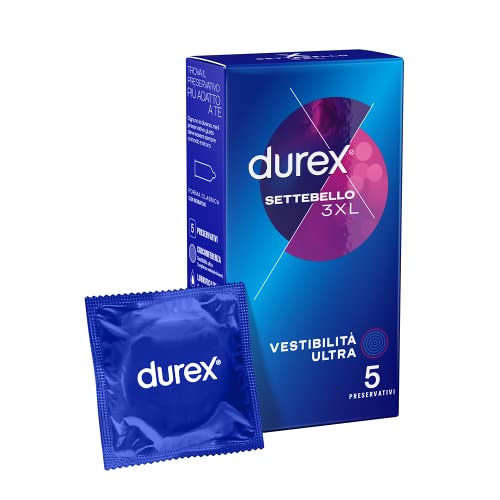 Durex Preservativi Settebello 3XL, 5 Profilattici Extra-Large