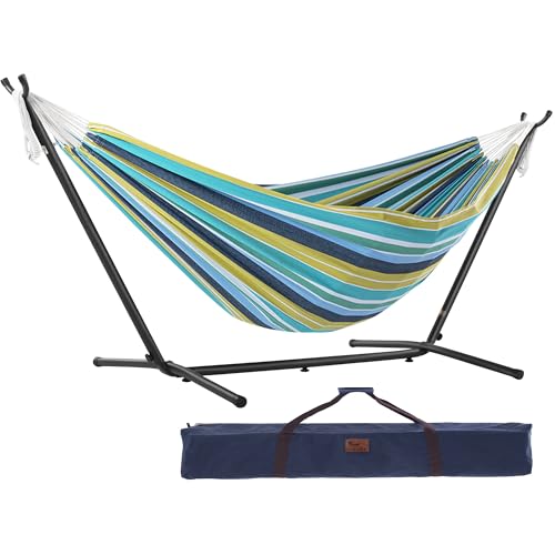 Vivere UHSDO8-29 Amaca con Supporto Brasiliana, Cotone, 250 cm, Portata 200 Kg, Cayo Reef Doppia