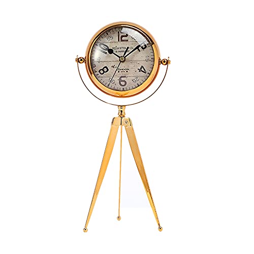 Orologio da tavolo a treppiede, orologio da scrivania vintage, senza ticchettio, silenzioso, ornamento da scrivania per casa, ufficio, camera da letto, arredamento-B ||14 x 11 x 30