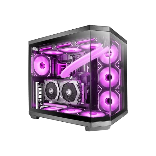 Mars Gaming MC-3TCORE, Gaming Custom ATX, Tripla Finestra Vetro Temperato Rimovibile, Doppia Fotocamera, Backplane Compatibile con Connettore Inverso Semitower, Supporto Raffreddamento Liquido, Nero
