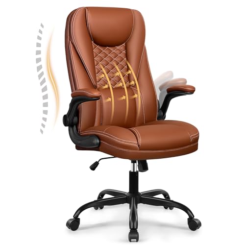 DoChair Sedia Ufficio ergonomica Sedia Scrivania Funzione Dondolo a 135° Girevole Regolabile in Altezza con Poggiatesta Braccioli Regolabili, Marrone