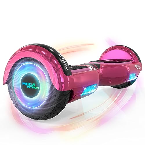 MEGA MOTION Hoverboards per Bambini, Hoverboards a due Ruote da 6,5 Pollici con Altoparlante Bluetooth, con Luci a LED, Regalo per Bambini e Adolescenti (Rosa)