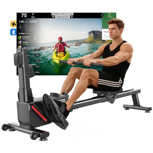 JOROTO Vogatore Domestico, 16 Livelli Resistenza - Rower Magnetico Ultra Silenzioso con App Kinomap, Doppia Guida per Stabilità, Compatto e Facile da Montare, Attrezzo Fitness per la Casa
