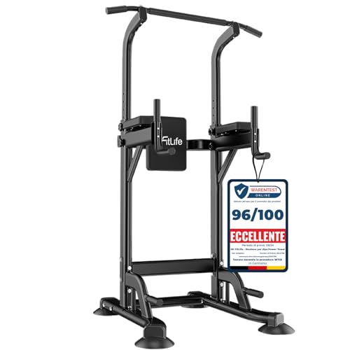 DH FitLife Power Tower Dip Station, Attrezzatura sportiva con barra per trazioni, barre e allenamento della schiena, Stazione di forza, Stazione fitness, Power Rack, Allenamento di forza a casa