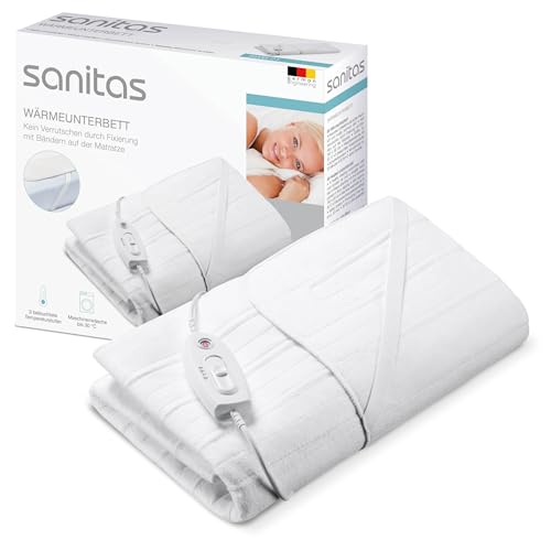Sanitas SWB 21 Scaldaletto in morbido pile, con pratiche cinghie di fissaggio, sistema di sicurezza, 3 livelli di temperatura, lavabile in lavatrice, con 150 x 80 cm adatto per materassi standard