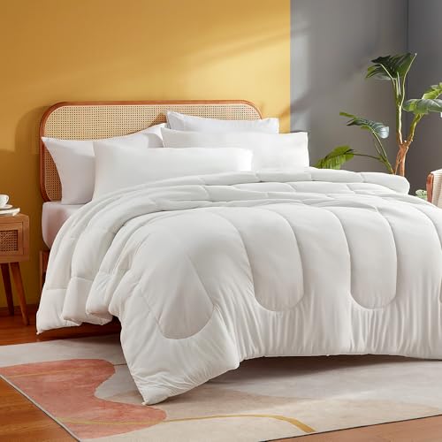 Sonive Coperta per tutto l’anno, da 135 x 200 cm, con imbottitura da 300 g/m², in microfibra, morbida trapunta, certificata Oeko-Tex, di colore bianco