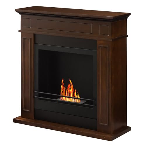 Decorspace Camino a Bioetanolo da terra "Jefferson" in legno 3,4 Kw arredamento Moderno (Noce)