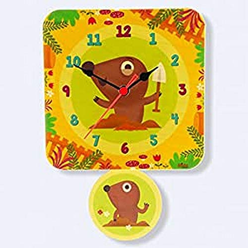 Dida - Talpe, Orologio a Pendolo da Parete per Bambini con Animali in Legno, Arreda e Rallegra la Cameretta dei Bimbi e ogni Ambiente della Casa, Prodotto Made in Italy