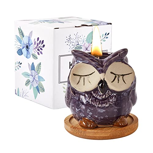 Kinforse Candele Profumate alla Lavanda con Design Gufo - Idee Regalo Donna Compleanno con Elegante Confezione, Aroma Rilassante per Casa e Benessere - Regalo Perfetto per Lei o Amica Speciale