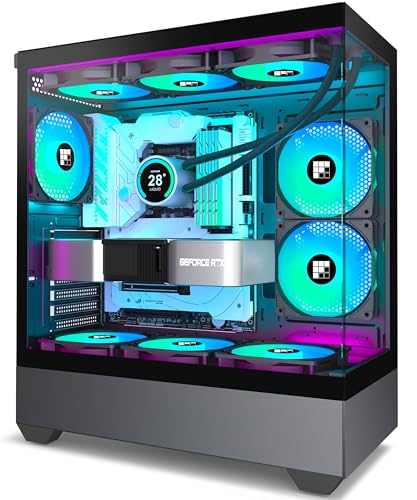 FOIFKIN F1 PC Case – 6 PWM ARGB ventola preinstallata, ATX Mid-Tower Gaming PC, vetro panoramico a 270° con tipo C (nero, F1)
