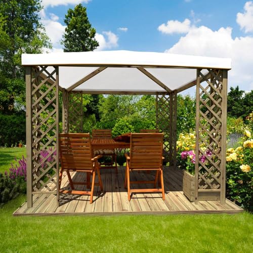 TheGoodGarden Gazebo in Legno per Giardino Red con Copertura in PVC 300 x 300 cm