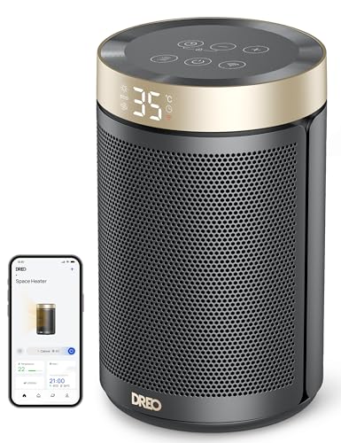 Stufa Elettrica Dreo, 1500 W a Basso Consumo Energetico, Silenziosa, Termostato con 3 Modalità, Timer da 12 Ore, Protezione contro il Surriscaldamento e il Ribaltamento, per Camera da Letto
