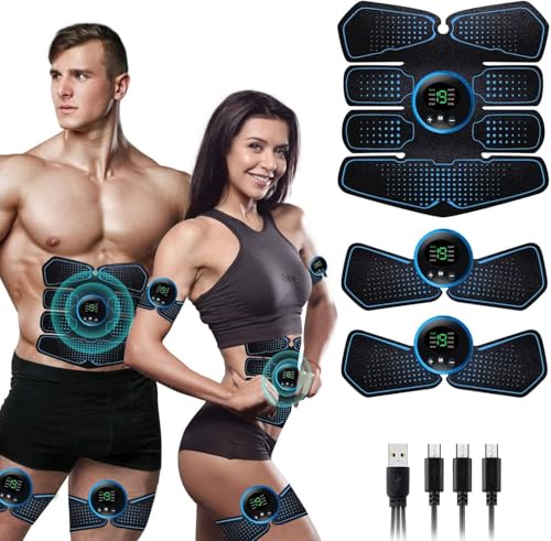 Queath Elettrostimolatore Muscolare, Cintura Elettrostimolatore per Addominali, ABS Trainer/Toner per Addome/Braccio/Vita/Gambe