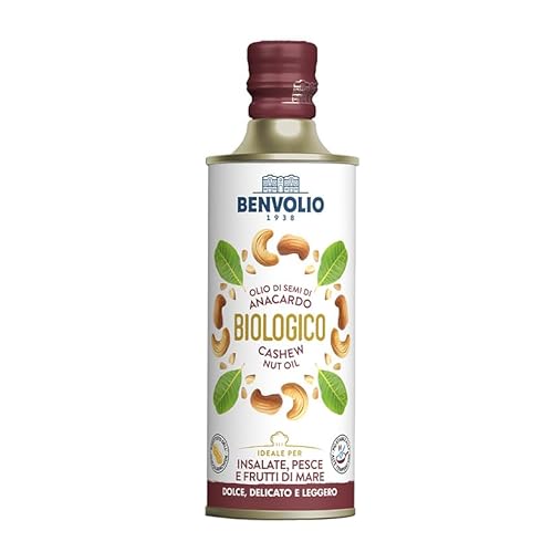 BENVOLIO - Olio di Anacardi Biologico - 500ml - Alternativa Sostenibile all’Olio di Arachidi BIO, Alto Punto di Fumo e Stabilità Termica per Frittura e Cottura - Cashew Nuts Oil (1, Anacardi)