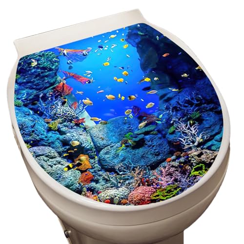 Adesivo per copriwater con motivo marino, motivo marino, motivo marino, adesivo decorativo per sedile del WC, motivo marino, per decorazione del bagno