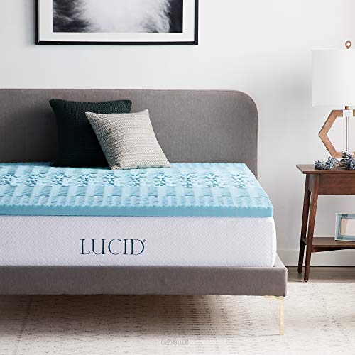 LUCID Topper Una Piazza e mezza | 5 Zone Ergonomiche | Coprimaterasso in Memory Foam con Gel Rinfrescante | Alto 5cm, 135x190 cm