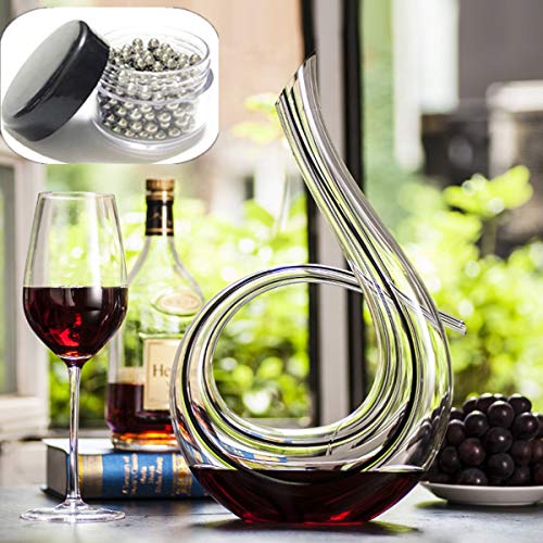SDFSX Decanter per vino, soffiato a mano, in cristallo senza piombo, 1,2 l, 6 forme classiche, caraffa per vino rosso, accessori per vino, regalo per vino