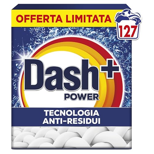 Dash Detersivo Per Bucato In Polvere, 127 Lavaggi, Tecnologia Anti Residui, Rimuove le macchie, efficace anche a freddo e in cicli brevi
