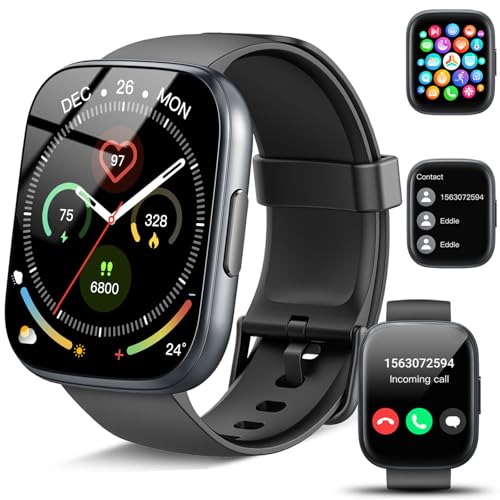 Poounur Smartwatch Uomo Donna con Effettua o Risposta Chiamate, 1.95" Orologio Smartwatch Contapassi/Cardiofrequenzimetro/Sonno, 110+ Modalità Sportivo Fitness Tracker, IP68 Smart Watch Android iOS