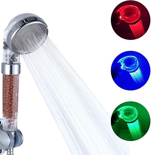 Comely Soffione Doccia LED, Magneti Spa color changing doccia testa temperatura controllata LED negativo Lonic Filtro cloro Doccia, 2 Modalità di Filtro 3 Variazioni di Colore, ABS Cromato