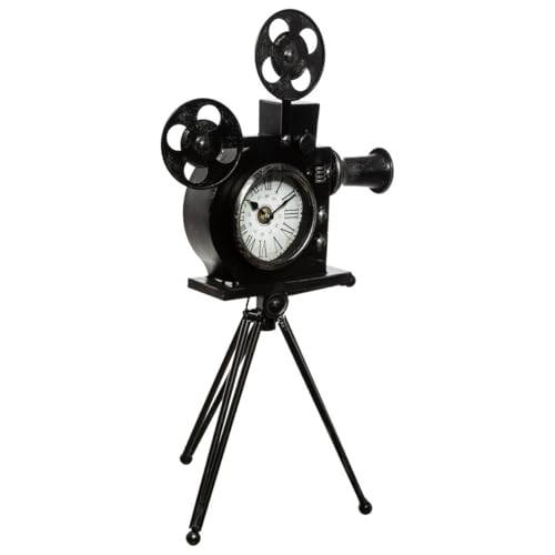 Atmosphera ATM-173813 - Orologio da Parete in Metallo Vintage a Forma di Macchina cinematografica su treppiede, Altezza 53 cm, ABDOMINAUX, cm