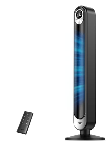 Dreo Ventilatore a Torre 106cm, Potente 8.53 m/s, Ventilatori a Colonna Silenzioso con Telecomando, 9 Velocità, 4 Modalità, Oscillazione a 90°, Timer da 12H, per Camera da Letto, Stanze Grandi