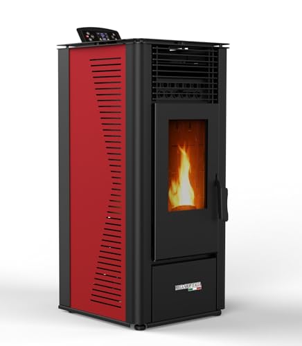 Stufa a Pellet 10kW ad Aria Ventilata Rodi Riscaldamento Alta Efficienza 100mq (Bordeaux)