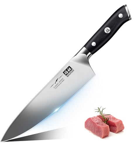 SHAN ZU Coltello da Chef Giapponese Coltelli da Cucina 20 cm, Professionali Coltello Ultra Affilato Acciaio Inossidabile Tedesco, Coltello Multiuso per Cucina Domestica e Ristorante